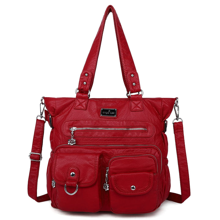 angel kiss Handtasche Damen Schultertasche Multifunktionale Umhängetaschen Gewaschenes Veganes Leder