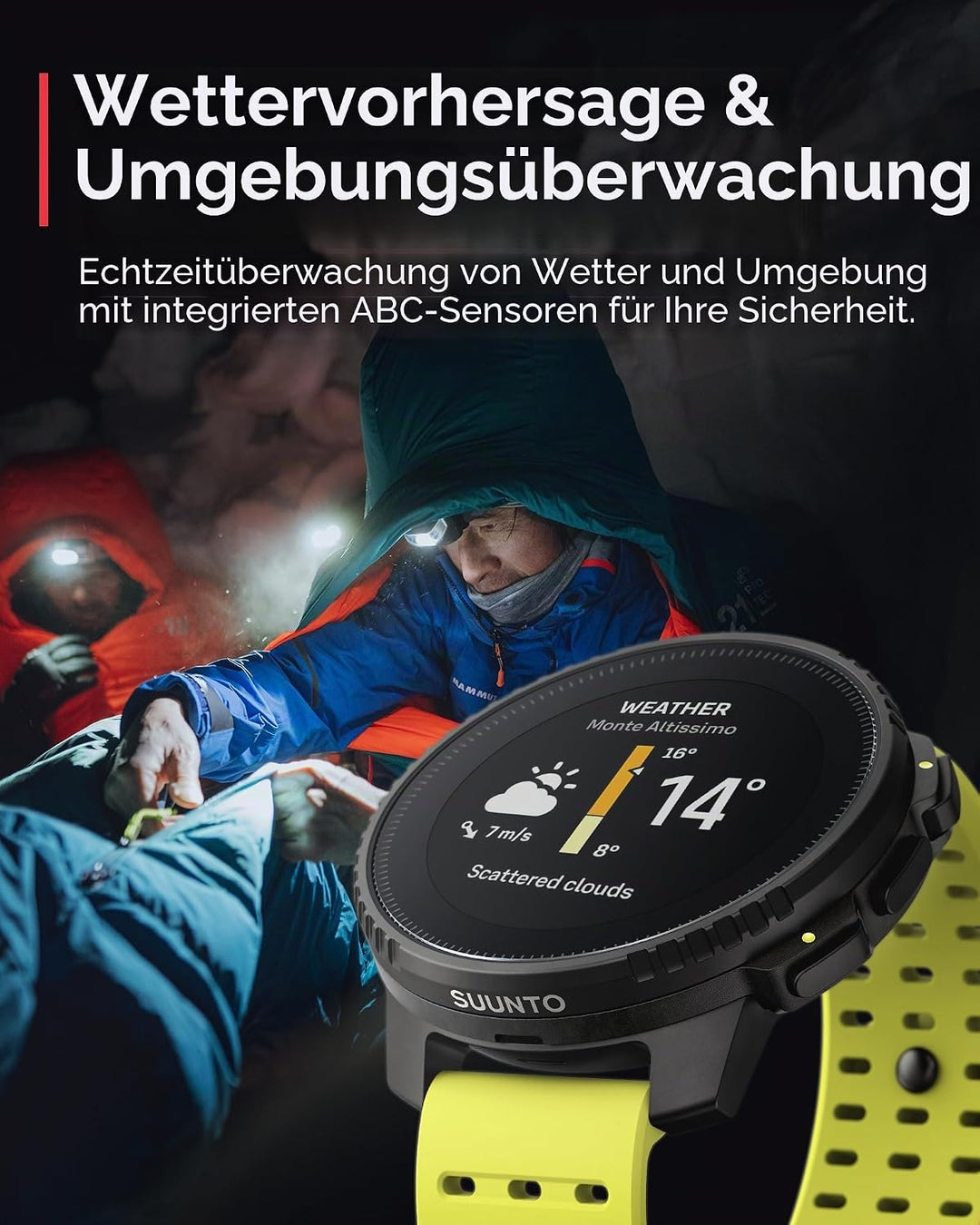 SUUNTO Vertikal: Abenteuer-GPS-Uhr, grosses Display, Offline-Karten, Solarladung Lime Black Edelstah