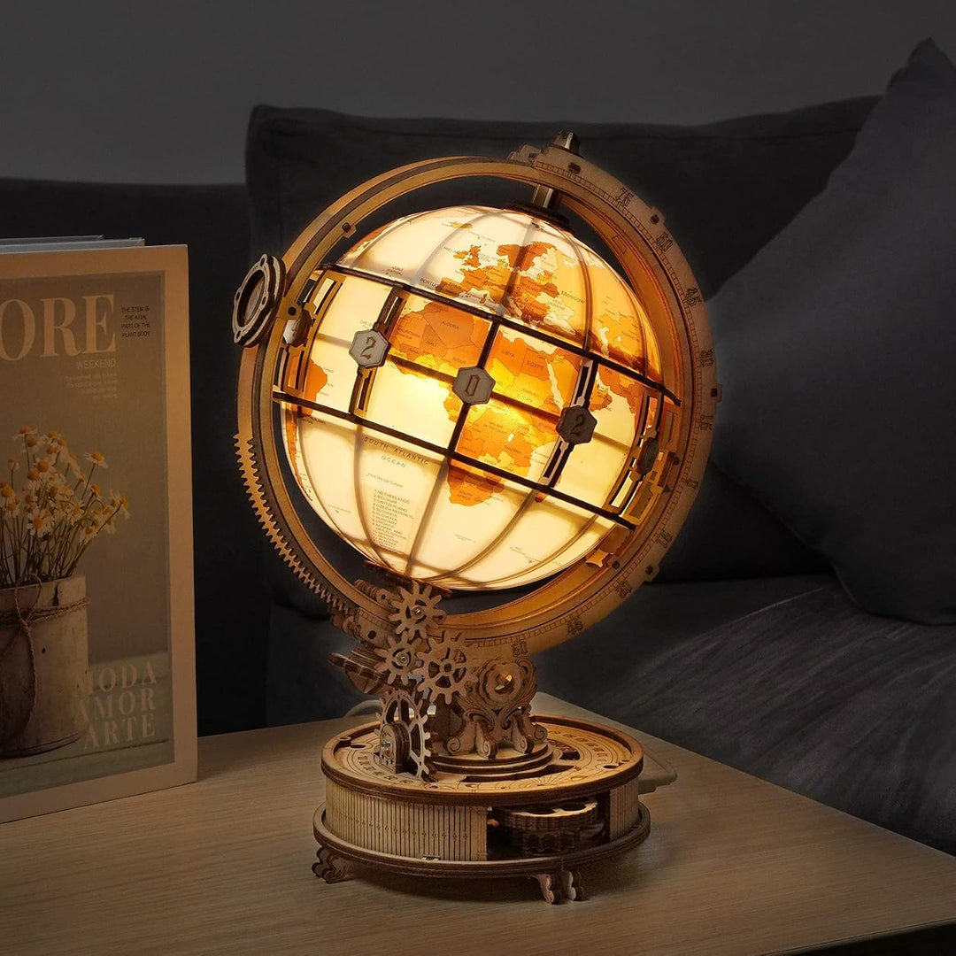 ROKR Holzpuzzle Erwachsene 3D Holz Puzzle Modell Mit Globus Modellbau, 180 Teilen, Luminous Globe