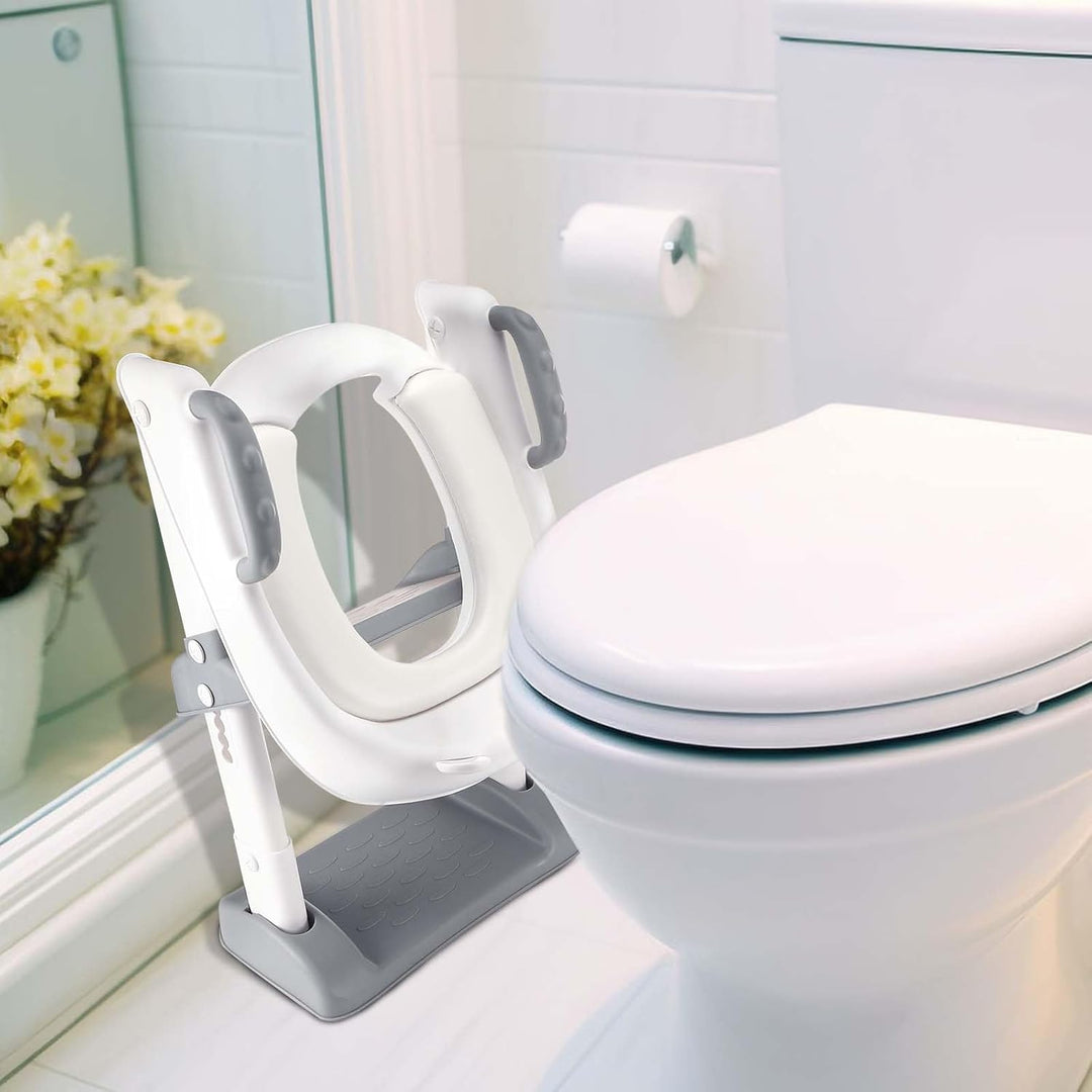Mkitnvy Toilettensitz Kinder Kinder WC, Toilettensitz Toilettentrainer mit Treppe, Verstellbar Toile