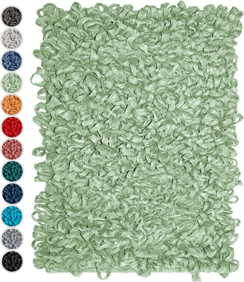 Lashuma Badezimmermatte flauschig Lindgrün, moderener Shaggy Teppich Grösse: 50x70 cm 50x70 cm Lindg