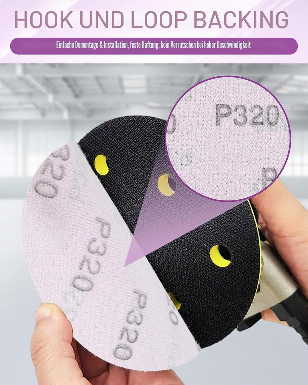 150mm Schleifpapier Körnung 240/320/400 für Feinschliff, 30 Stück Schleifscheiben 150mm Klett Nass T