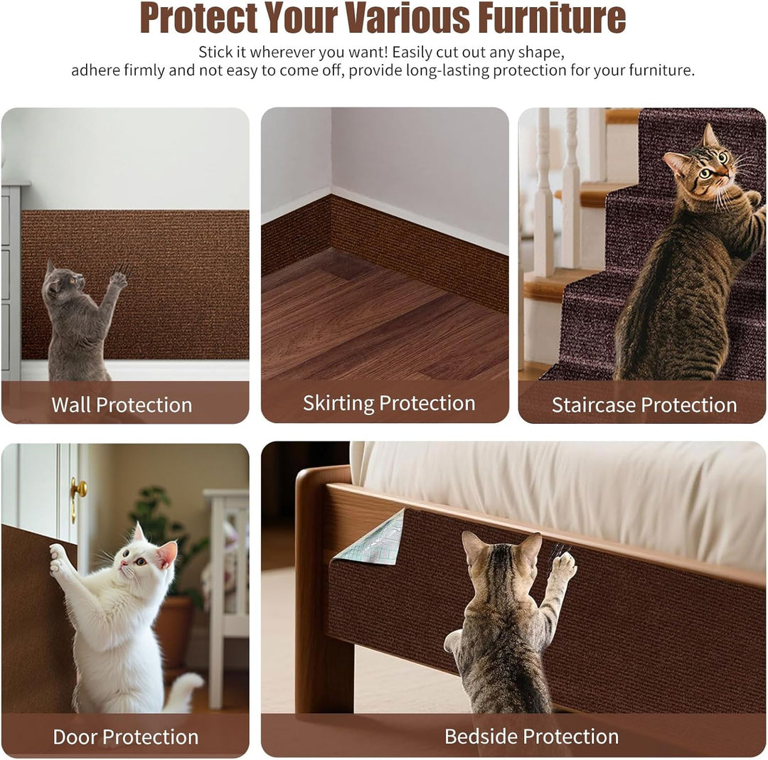 Selbstklebend Kratzmatte Katze, 200cmx40cm DIY Kratzbrett Katze, Kratzschutz Sofa Katze, Kratzbrett