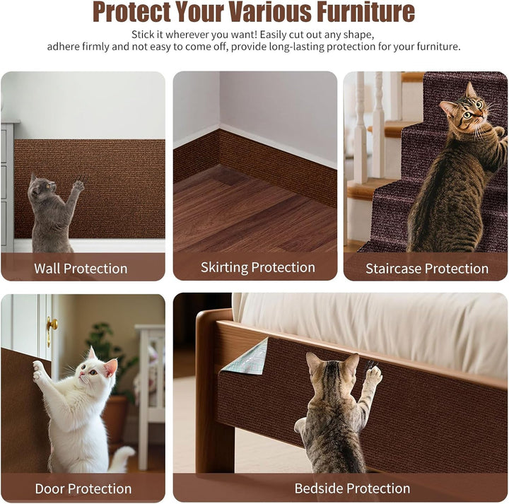 Selbstklebend Kratzmatte Katze, 200cmx40cm DIY Kratzbrett Katze, Kratzschutz Sofa Katze, Kratzbrett