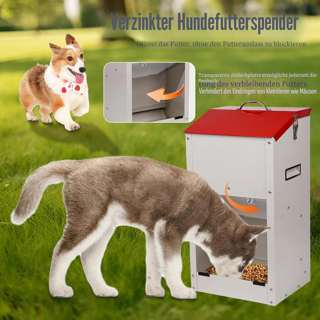 Verzinkte Automatische Hundefutterspender für Grosse Hunde, 11KG Outdoor Haustiere Futterspender Sch
