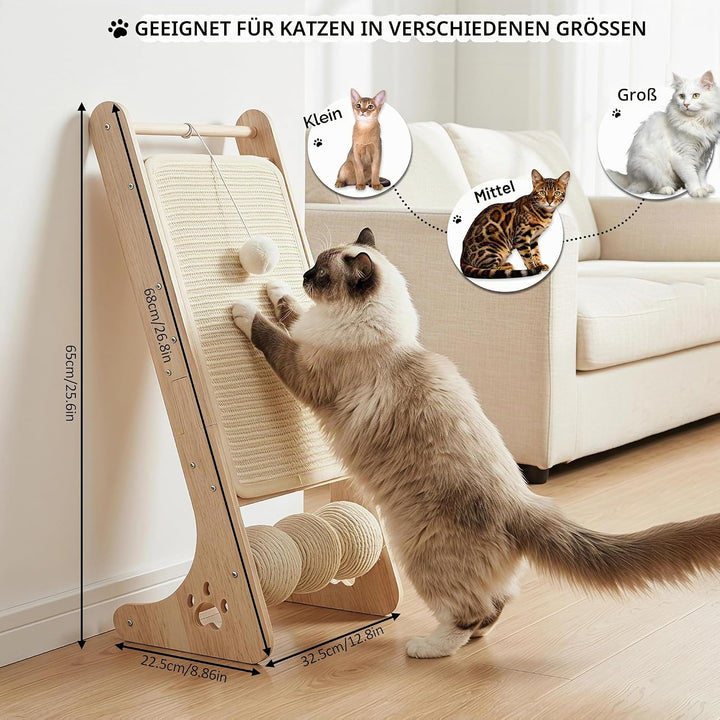 Kratzbrett Katzen, Sisal Kratzbretter Katze mit Sisal Kratzbällen, Kratzmatte mit Rampe für Wohnungs