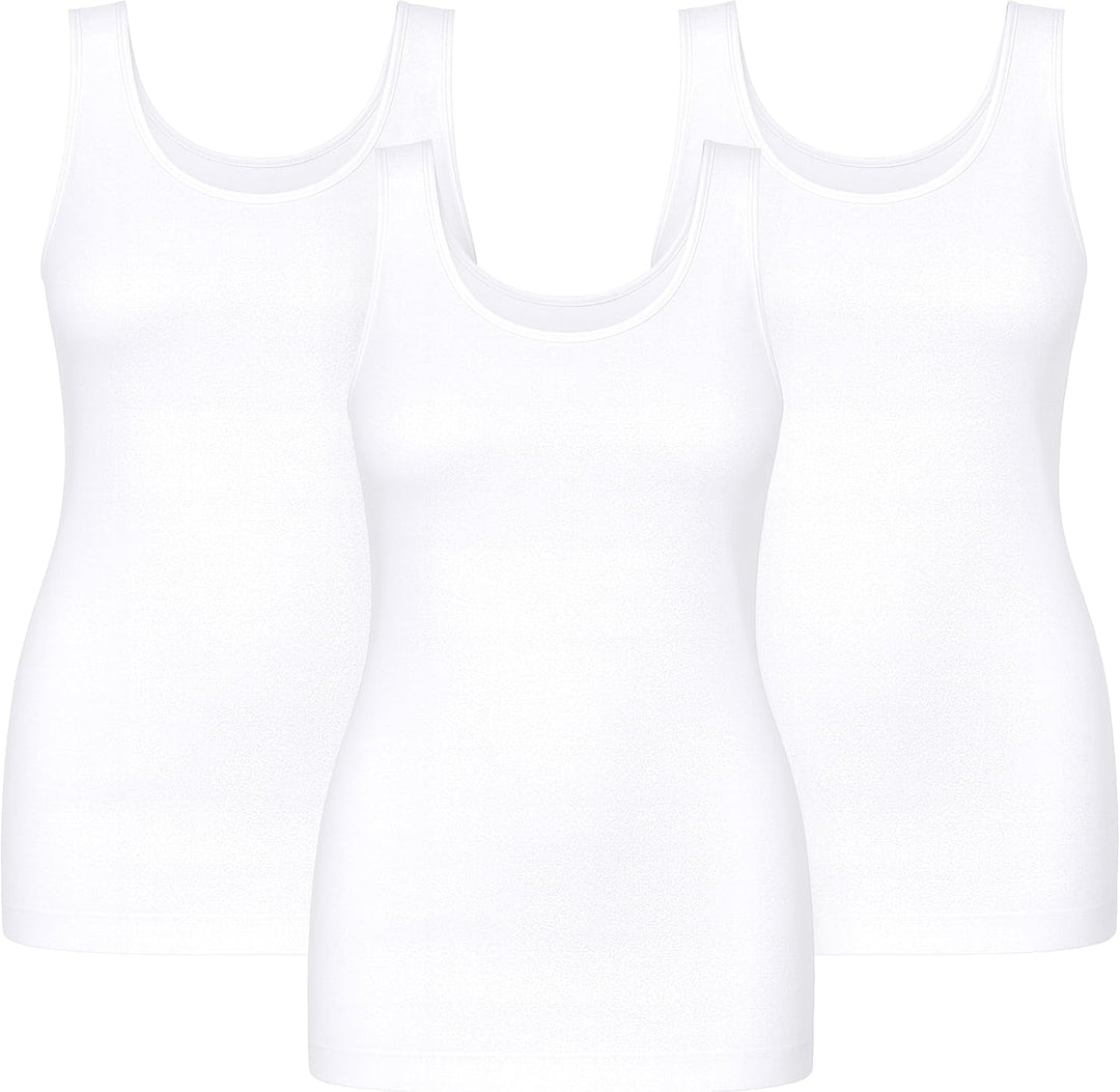 UnsichtBra 3er Pack Shape Damen Unterhemden Longshirt | Basic Wohlfühl Mikrofaser Damen Top ohne Büg