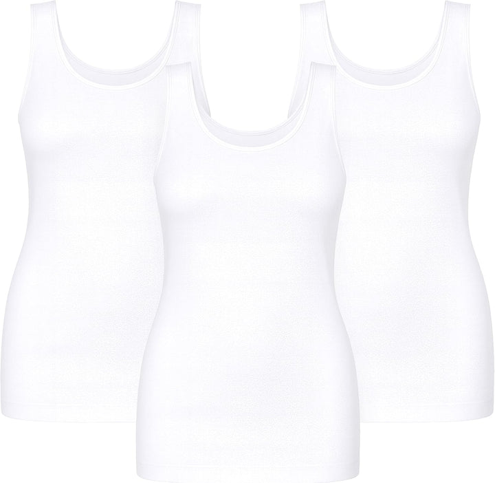 UnsichtBra 3er Pack Shape Damen Unterhemden Longshirt | Basic Wohlfühl Mikrofaser Damen Top ohne Büg