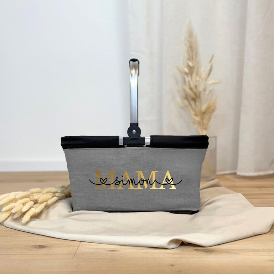 Einkaufskorb Mama personalisiert, Personalisiertes Geschenk Einkaufstasche mit Name, Tragekorb mit A