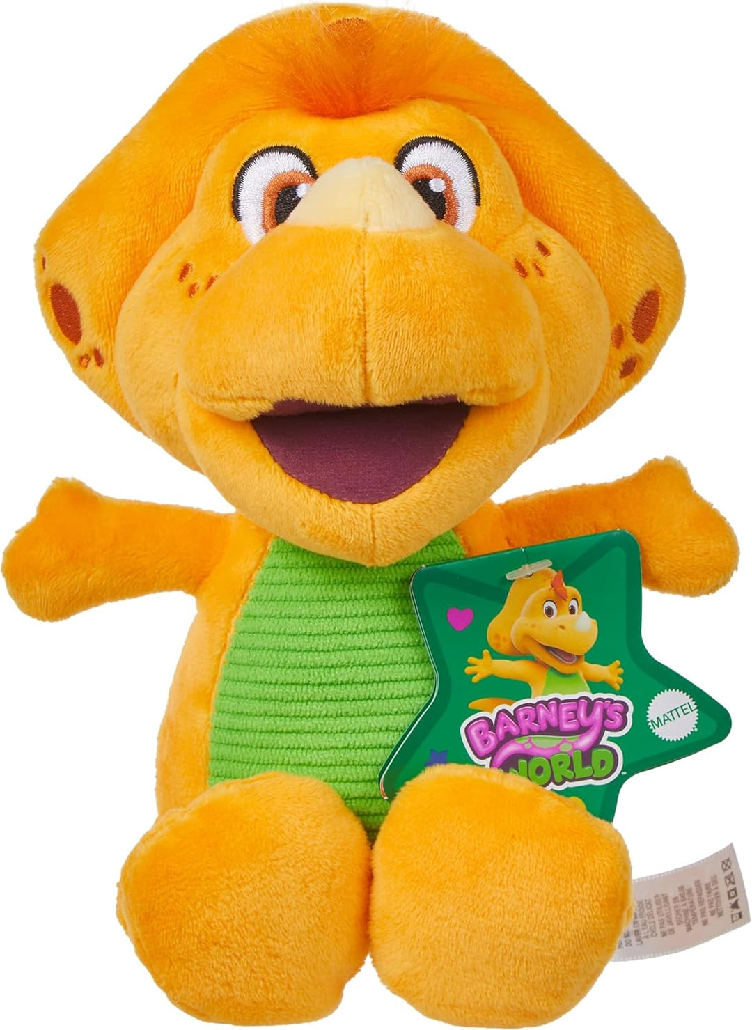 Fisher-Price Barneys Welt Spielzeug für Kleinkinder Plüsch-Dinosaurier Billy ca. 16,5 cm Figur für K