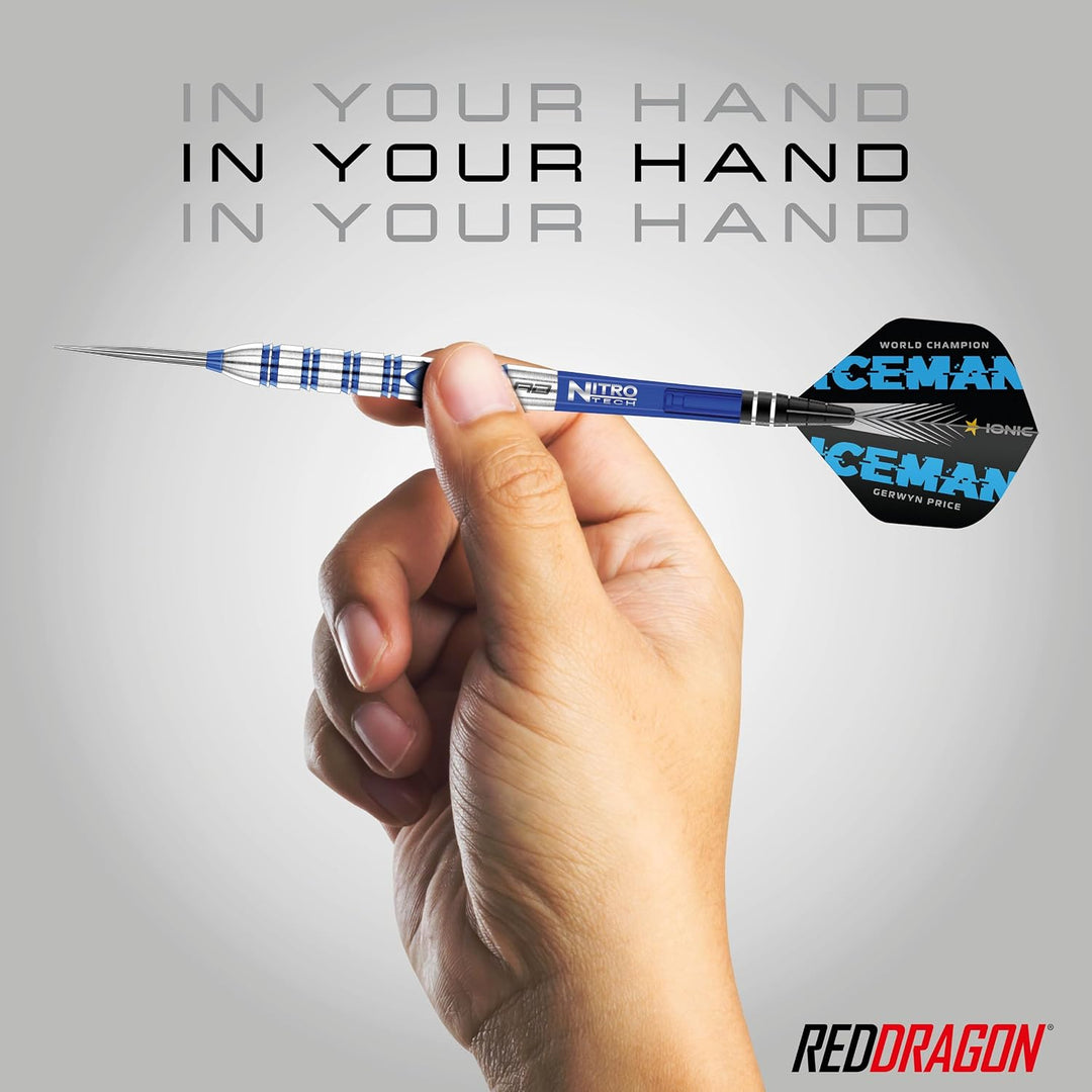 RED DRAGON Gerwyn Price Iceman Originals - Tungsten Dartpfeile Set mit Flights and Schäfte (Stems) 2