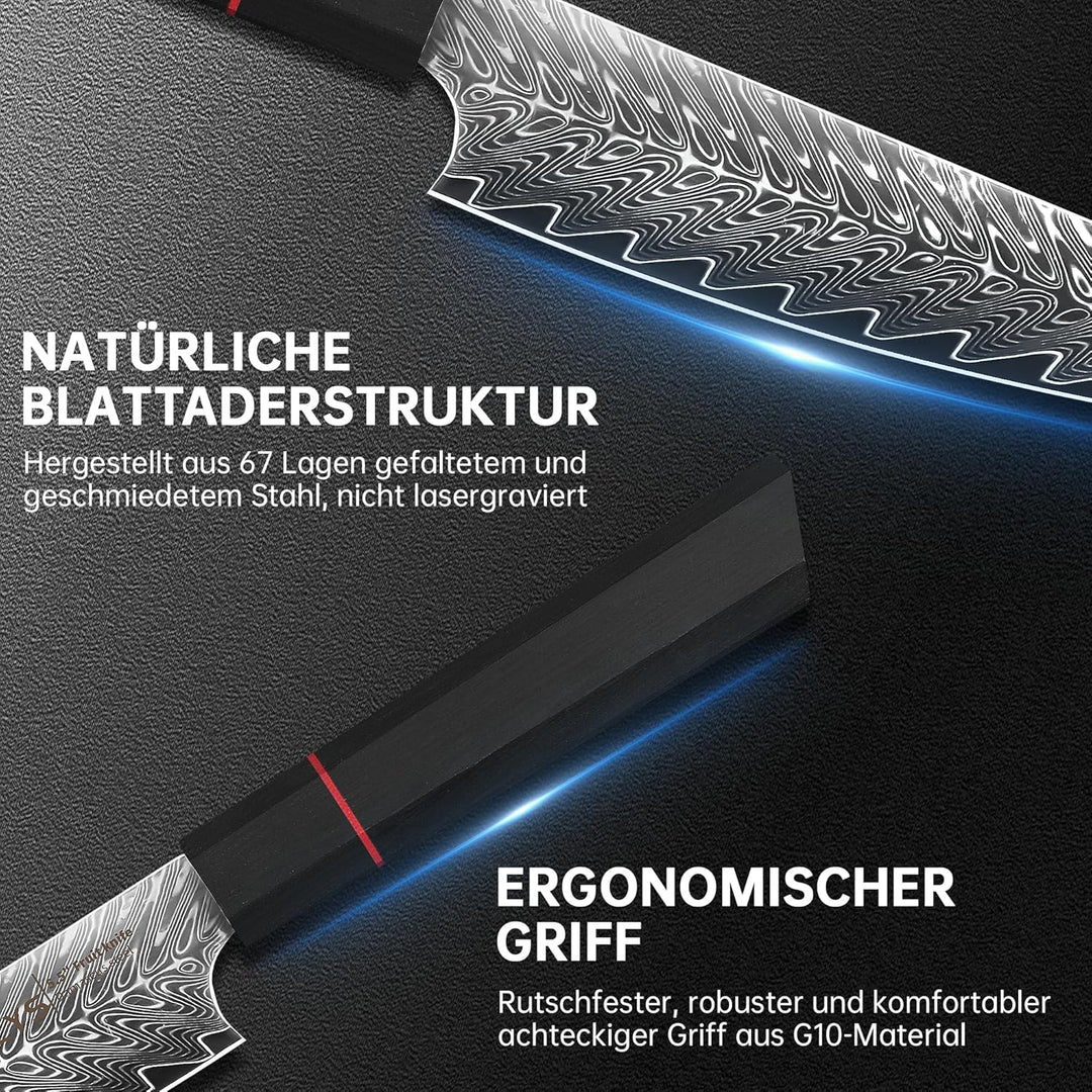 Damast Obstmesser Gemüsemesser Damastmesser Profi: 14CM, Scharfes Schälmesser, 67-lagiger Damaststah