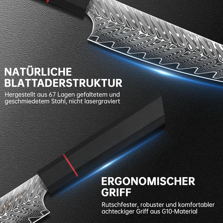 Damast Obstmesser Gemüsemesser Damastmesser Profi: 14CM, Scharfes Schälmesser, 67-lagiger Damaststah