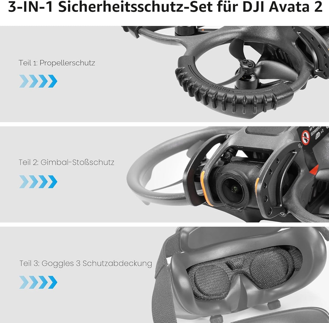 FPVtosky 3-IN-1 Schutz Zubehör für DJI Avata 2, Propellerschutz + Linsenschutz + Objektivschutzabdec