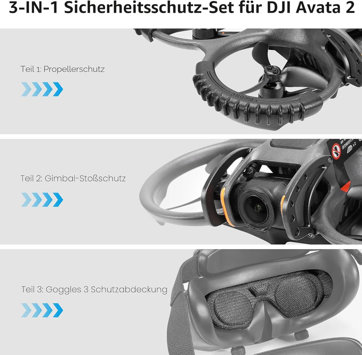 FPVtosky 3-IN-1 Schutz Zubehör für DJI Avata 2, Propellerschutz + Linsenschutz + Objektivschutzabdec