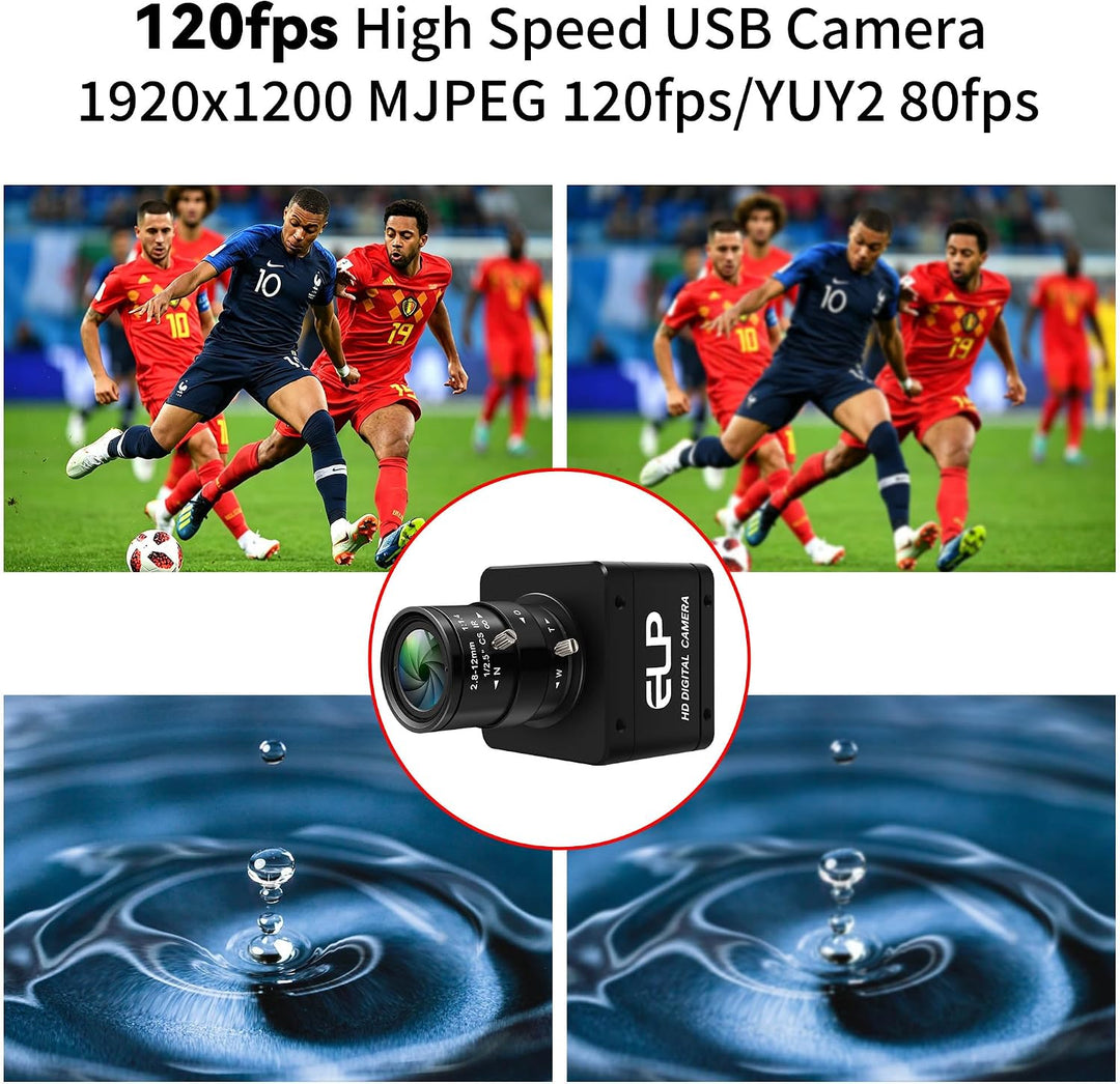 ELP Global Shutter Farbkamera mit USB 3.0, 120/200 FPS Ultrahohe Bildrate, Webcam, 1200P 2,8–12 mm 4
