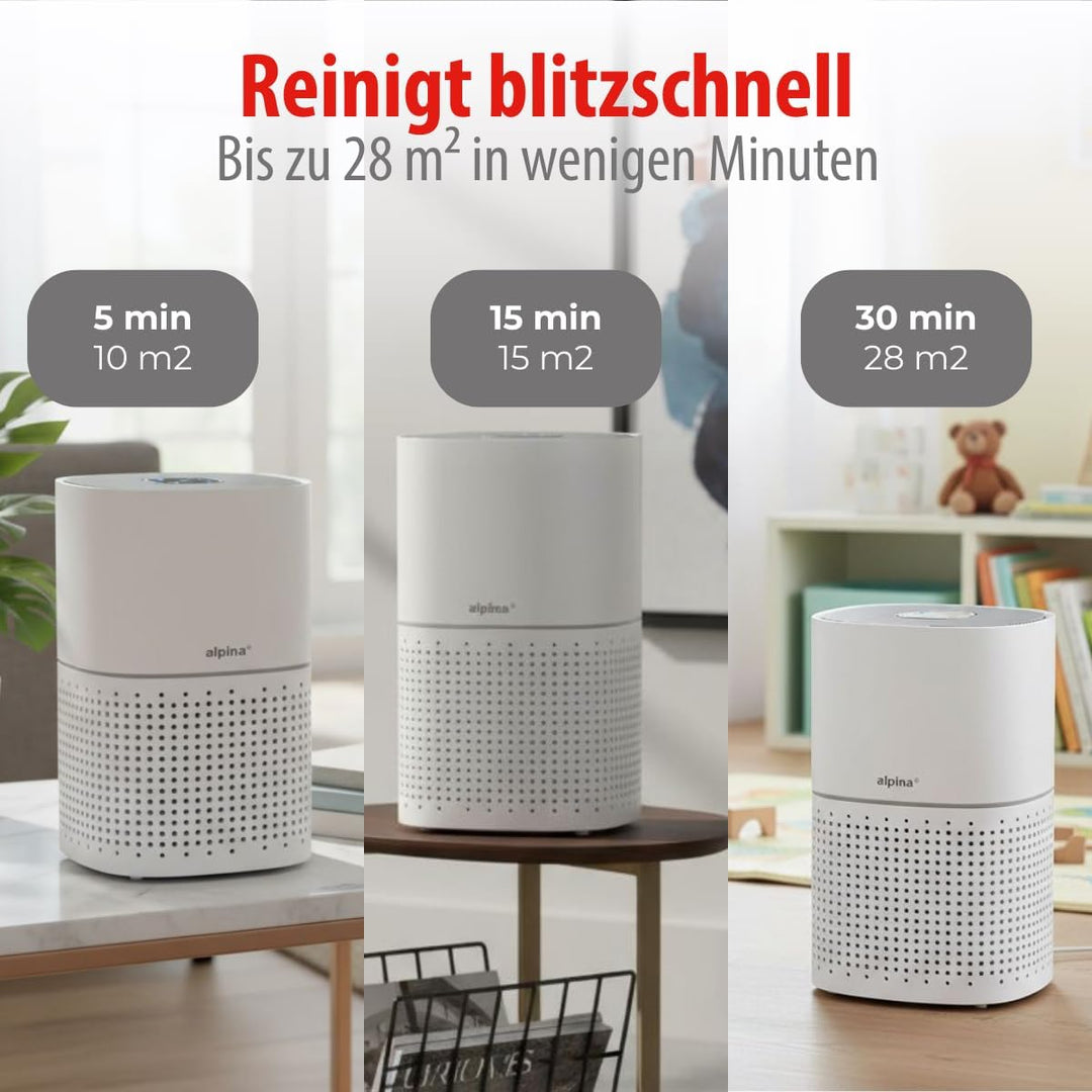 alpina Luftreiniger mit Ionisator - Air Purifier mit HEPA-Filter H11 - Luftreiniger allergiker - Ger