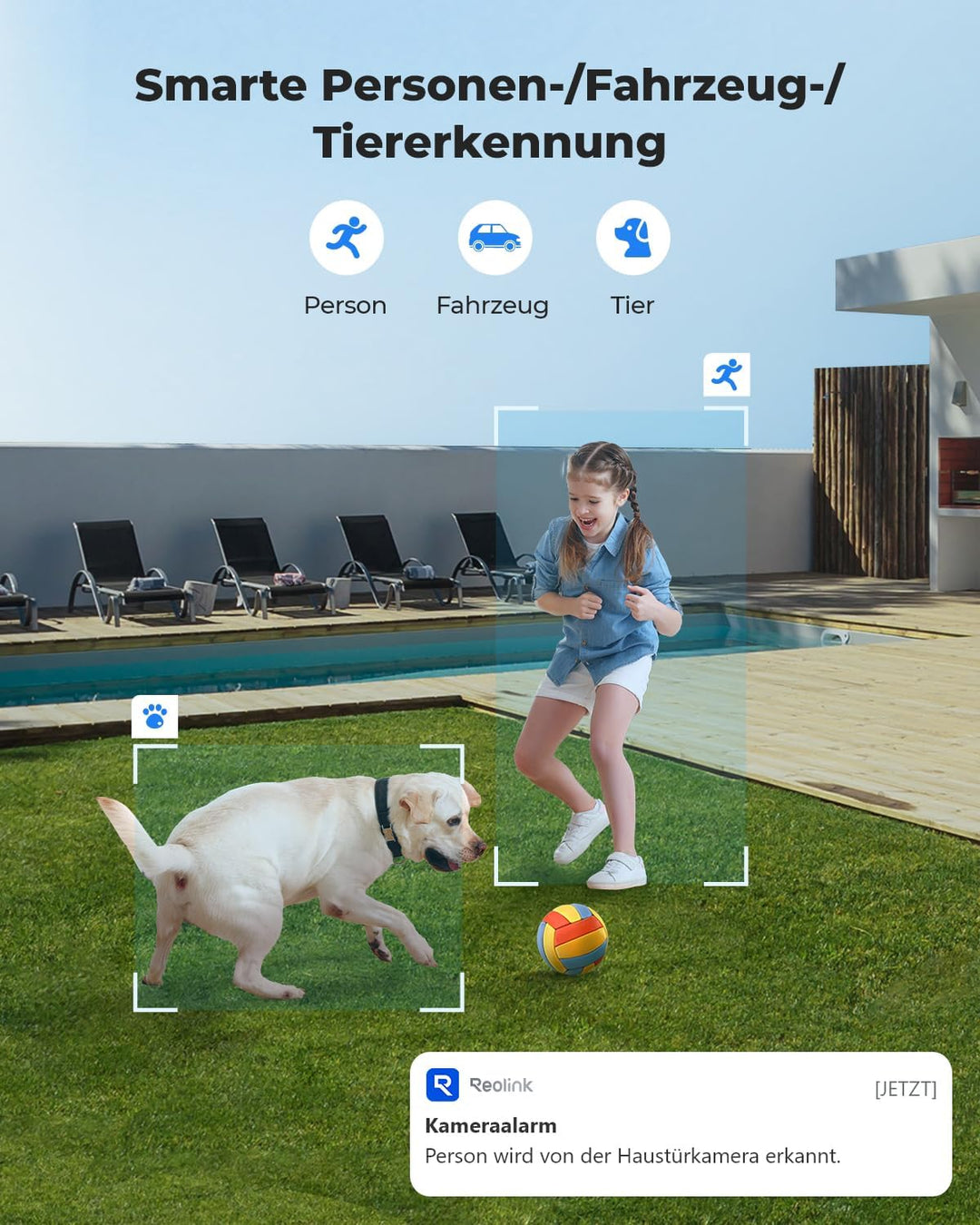 Reolink 4K PoE Überwachungsskamera mit Spotlights, 5X optischem Zoom, IP Kamera aussen mit Farbnacht