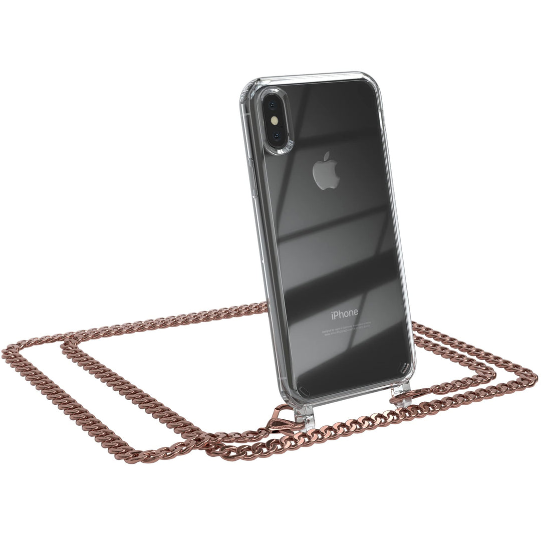 EAZY CASE Handykette kompatibel mit iPhone X/XS Handyhülle mit Metall Umhängeband und Ersatz Kordel