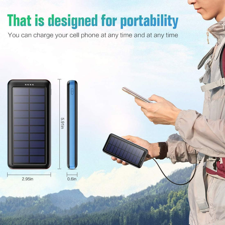 Feob Solar Powerbank 26800mAh, [2026 Upgrade Steuerungs-IC] Solar Ladegerät 2 USB Aufladen Externer
