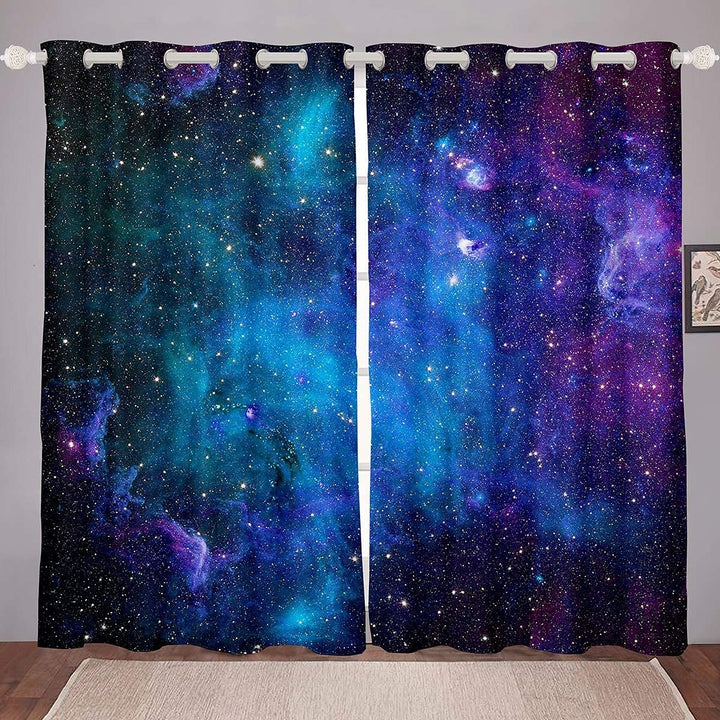 Galaxis Weltraum Vorhänge für Schlafzimmer Wohnzimmer Sternenhimmel Nebula Fenstervorhang 175x140cm