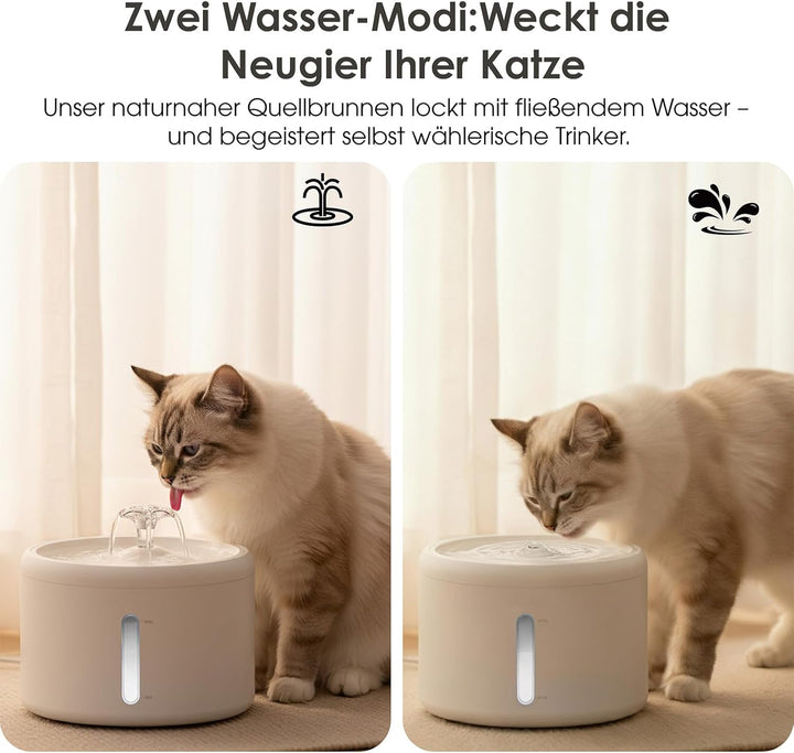 Katzenbrunnen Trinkbrunnen für Katze 2,5L Grosse Kapazität, Ultra-leise 8dB, 6-Stufen-Filtersystem m