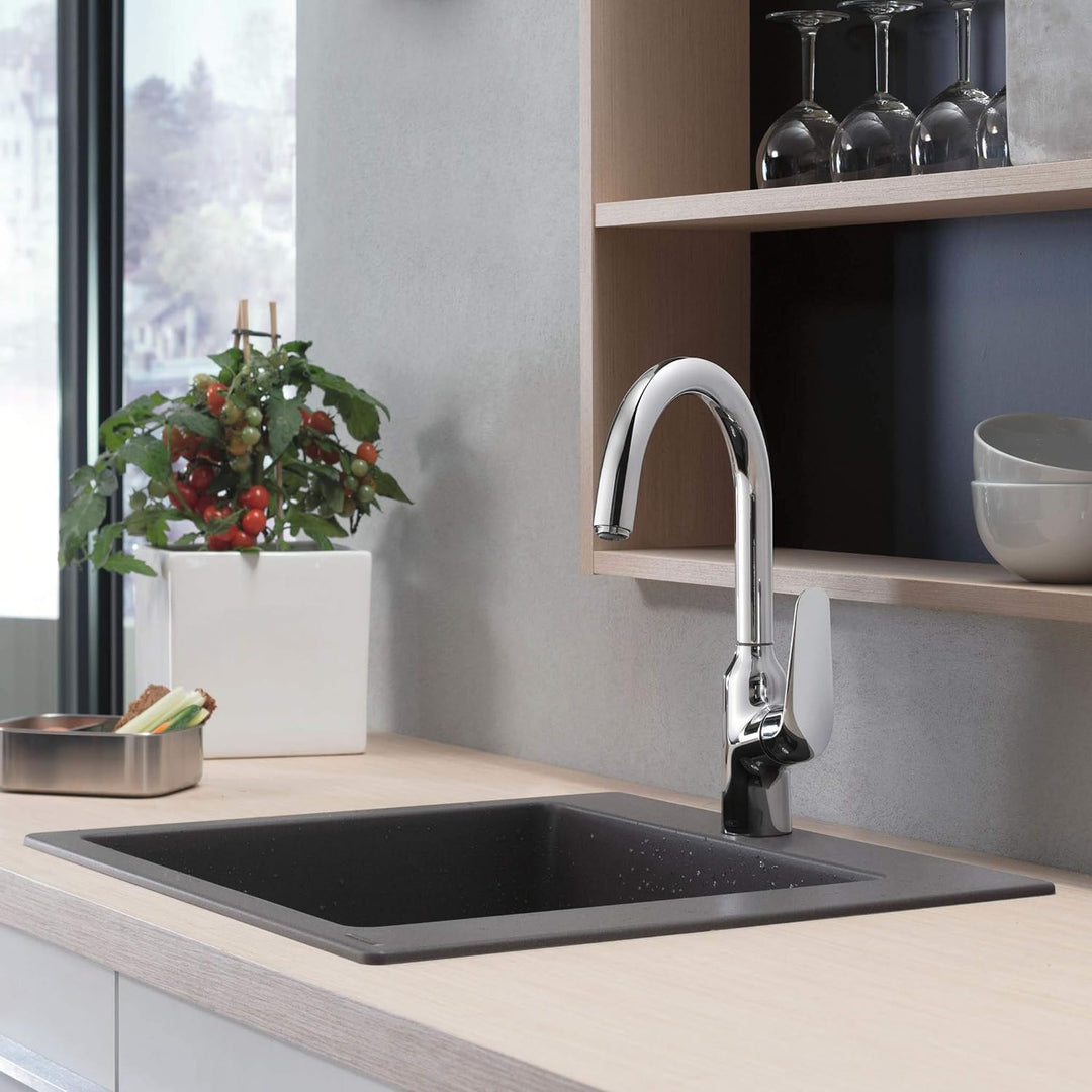 hansgrohe Küchen-/SilicaTec Granitspüle (Einbau Spülbecken 450mm für 600mm Unterschrank) steingrau 6