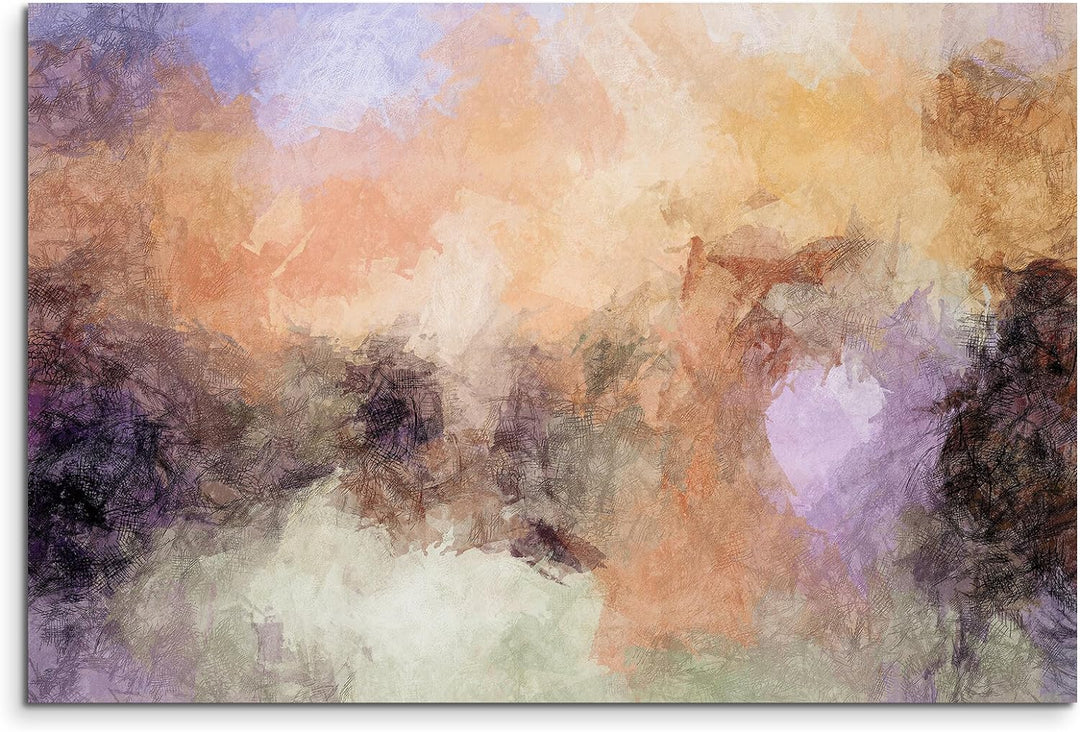 Paul Sinus Art Kunstfoto auf Leinwand 60x40cm Abstraktes Gemälde in Nude, Schwarz und Weiss auf Lein