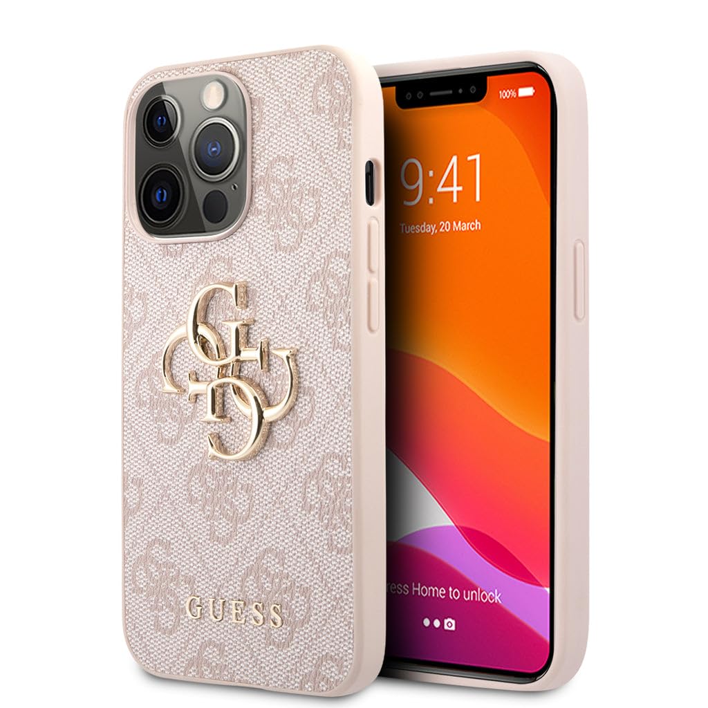 Guess GUHCP13L4GMGPI Hülle für iPhone 13 Pro / 13 6,1" rosa 4G Big Metal Logo Rot, Rot