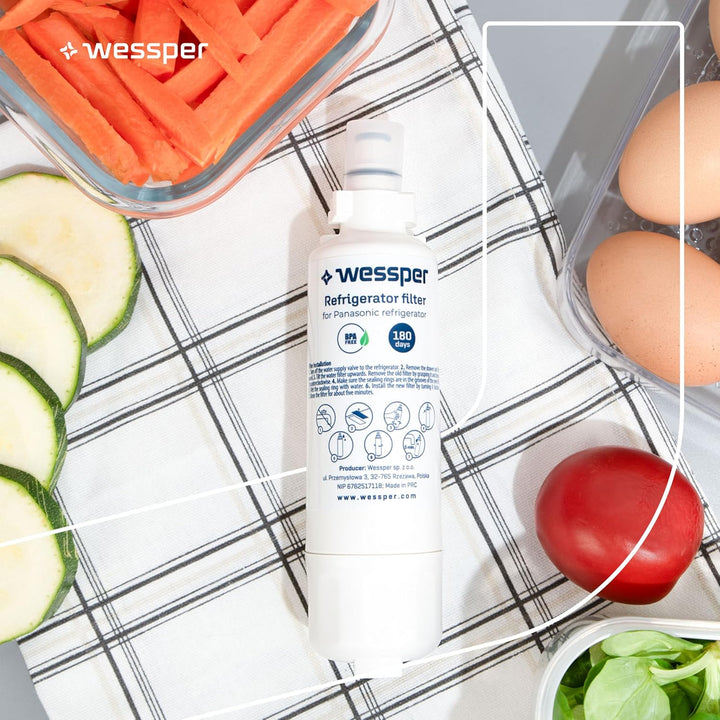 Wessper Wasserfilter Kühlschrank, Ersatz für Panasonic filter CNRBH-125950, CNRAH-257760, BPA-freier