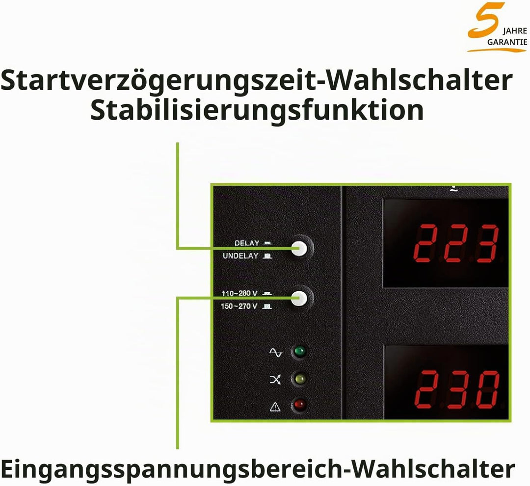 Tecnoware Power Reg 3000VA - Einphasiger Elektronischer Stabilisator - Stabilisierung ±6% - Kabelein