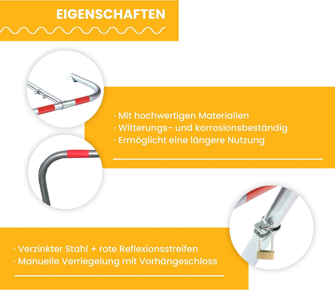PARKING FACIL | Parkplatzsperre/Parkbügel zum Sichern von Parkplätzen Modell ECO-M | Vorhängeschloss