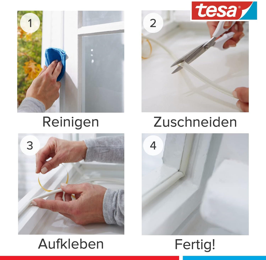 tesa moll P-Profile & moll STANDARD I-Profil - Schaumstoffdichtung zum Isolieren von Spalten im Haus