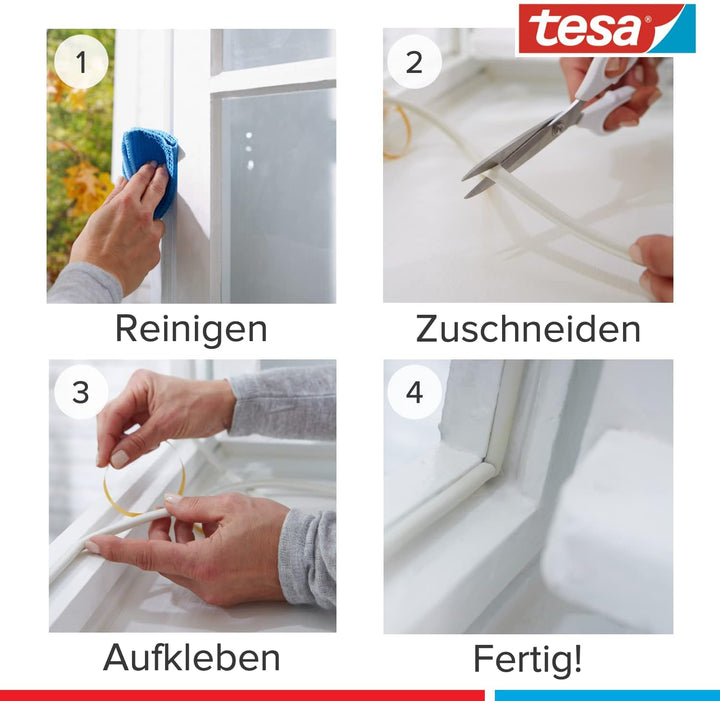 tesa moll P-Profile & moll STANDARD I-Profil - Schaumstoffdichtung zum Isolieren von Spalten im Haus