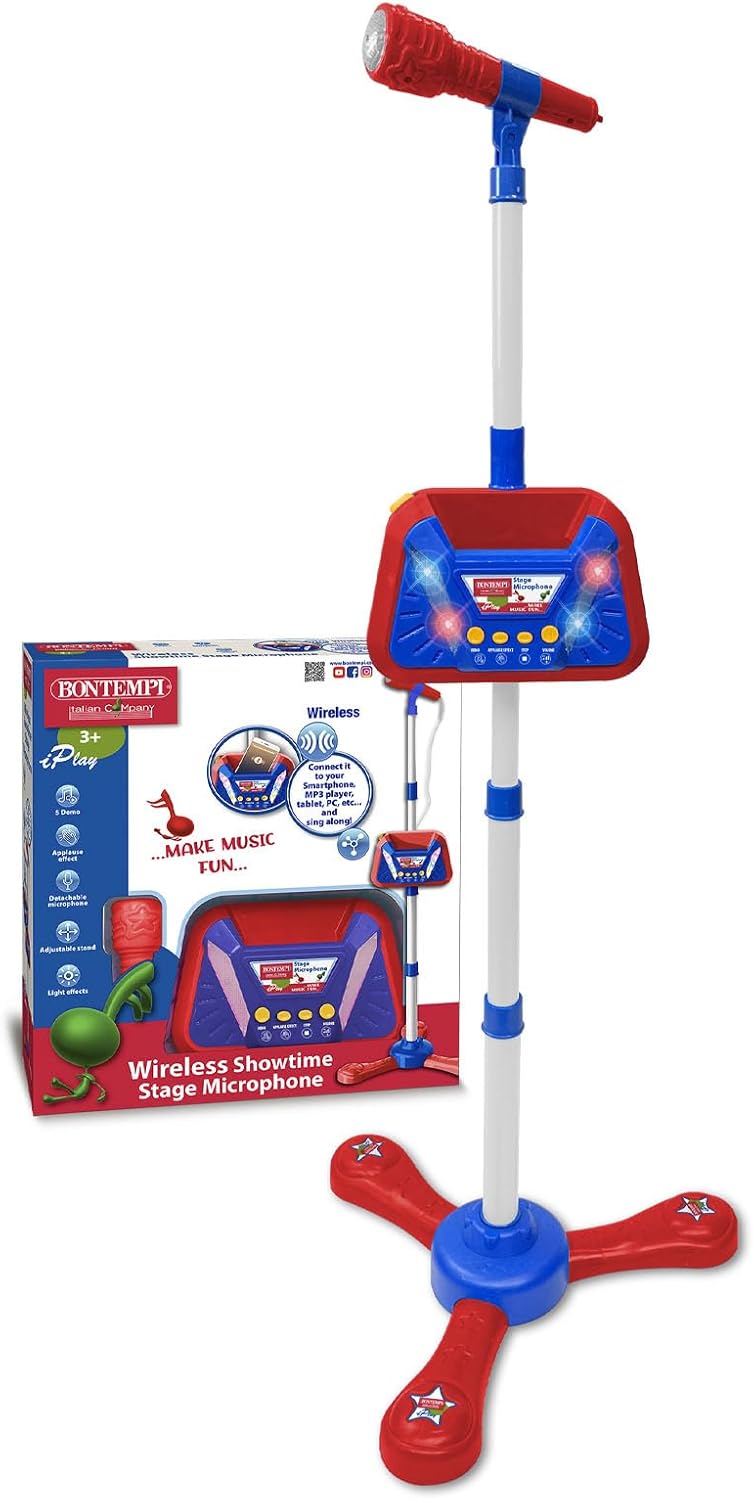 Bontempi | WirelessStage Mic Kabelloses Bühnenmikrofon für unbegrenzte Aufführungen, Blau, 360 x 360