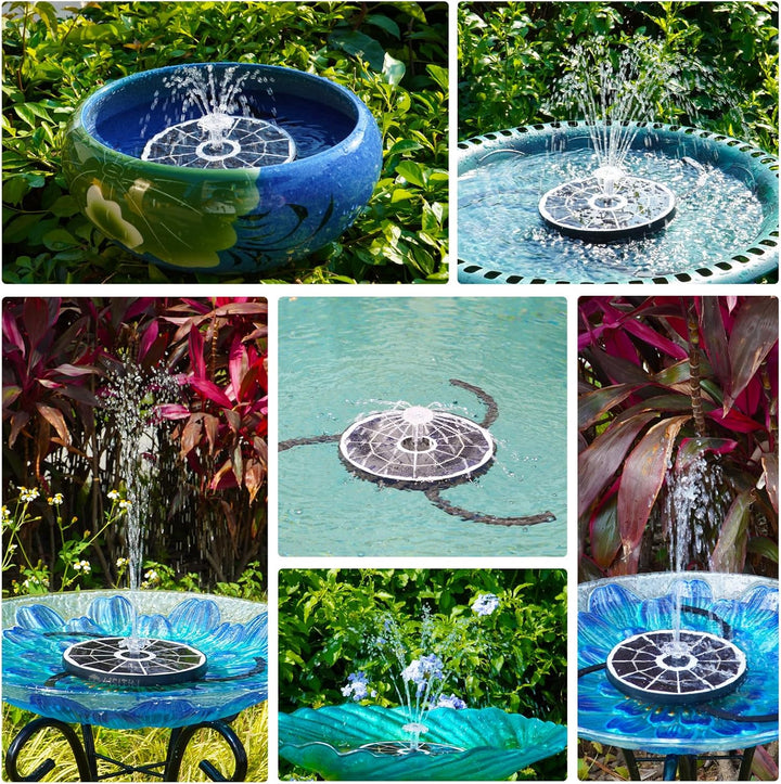 AISITIN Solar Springbrunnen für Aussen Upgraded,3,7W Solarbrunnen für Draussen mit 4 Sprüh Effekten,