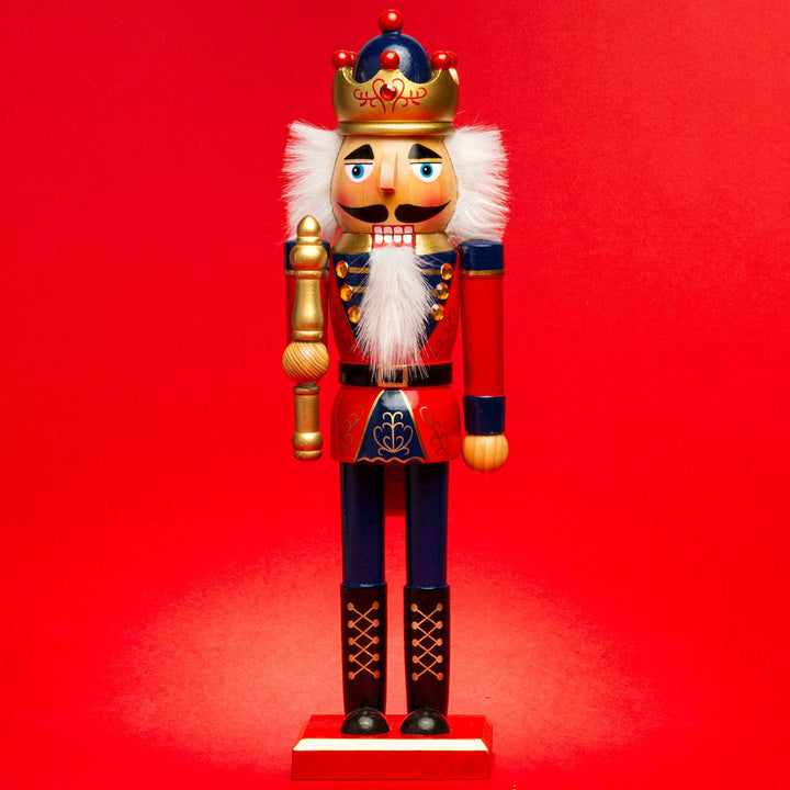 Sikora NK-D aufwändig gestaltete Deko Nussknacker Figur aus Holz, Farbe/Modell:D03 rot/blau - KÖNIG,