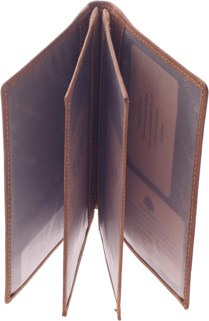 Greenburry Leder-Ausweismappe mit Petri Heil Motiv - Leder Angelausweis-Mappe - 16,5x12cm