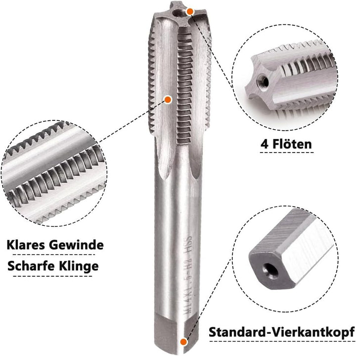 Saipor M14 X 1,5 Metrisch Gewindeschneid und Gewindeschneideisen M14 X 1,5mm HSS Gewindebohrer und S