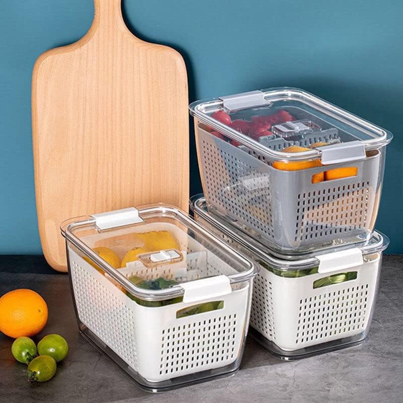 Spesh Frischhaltedosen Set Kühlschrank Organizer Vorratsdosen 3er-Set (2L+4L+5.8L) Kunststoff Kühlsc