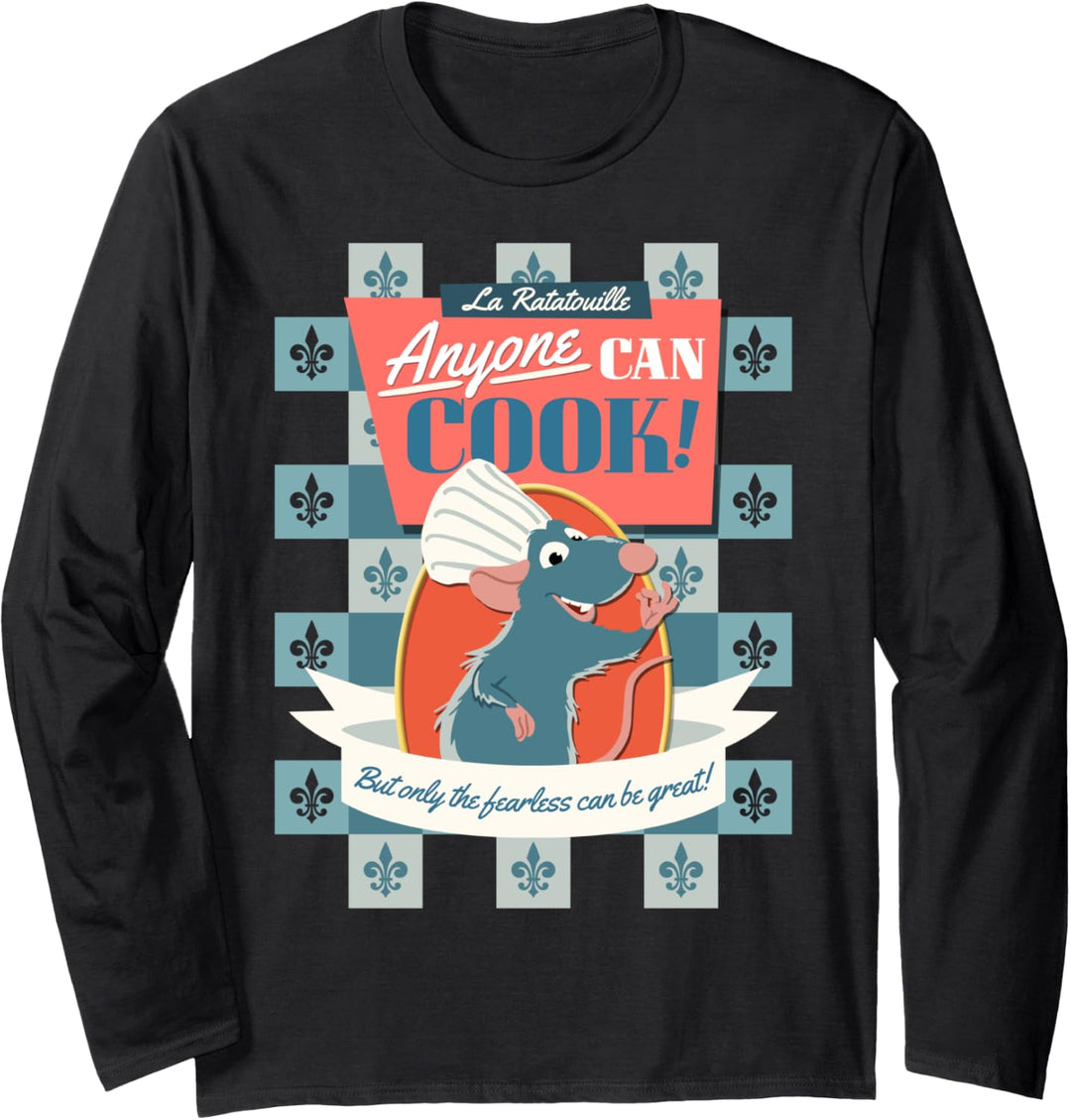Disney Pixar Ratatouille Remy Anyone Can Cook Poster Langarmshirt