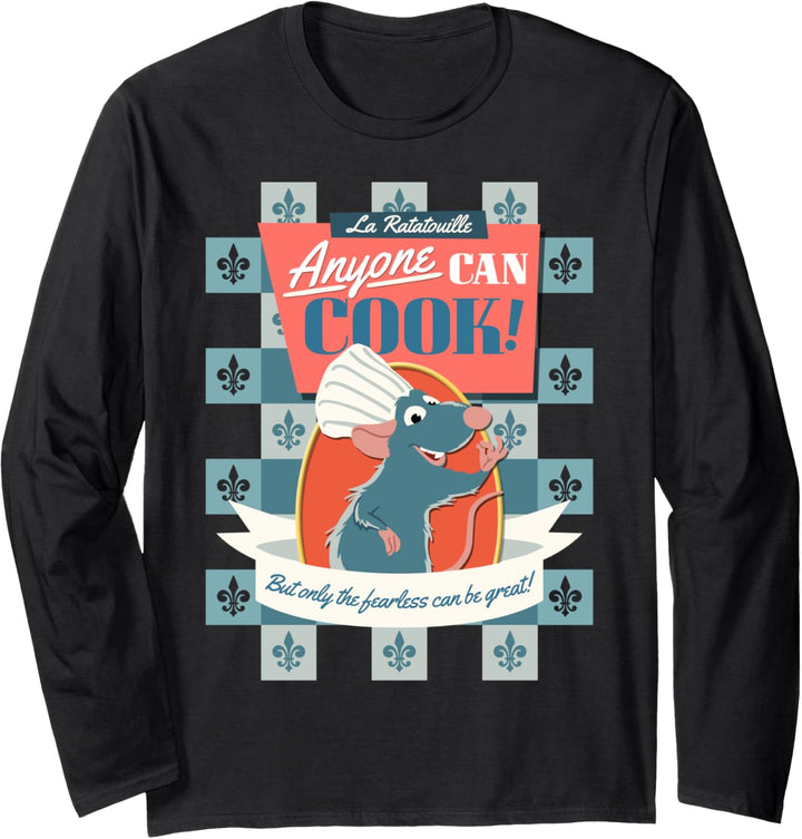 Disney Pixar Ratatouille Remy Anyone Can Cook Poster Langarmshirt