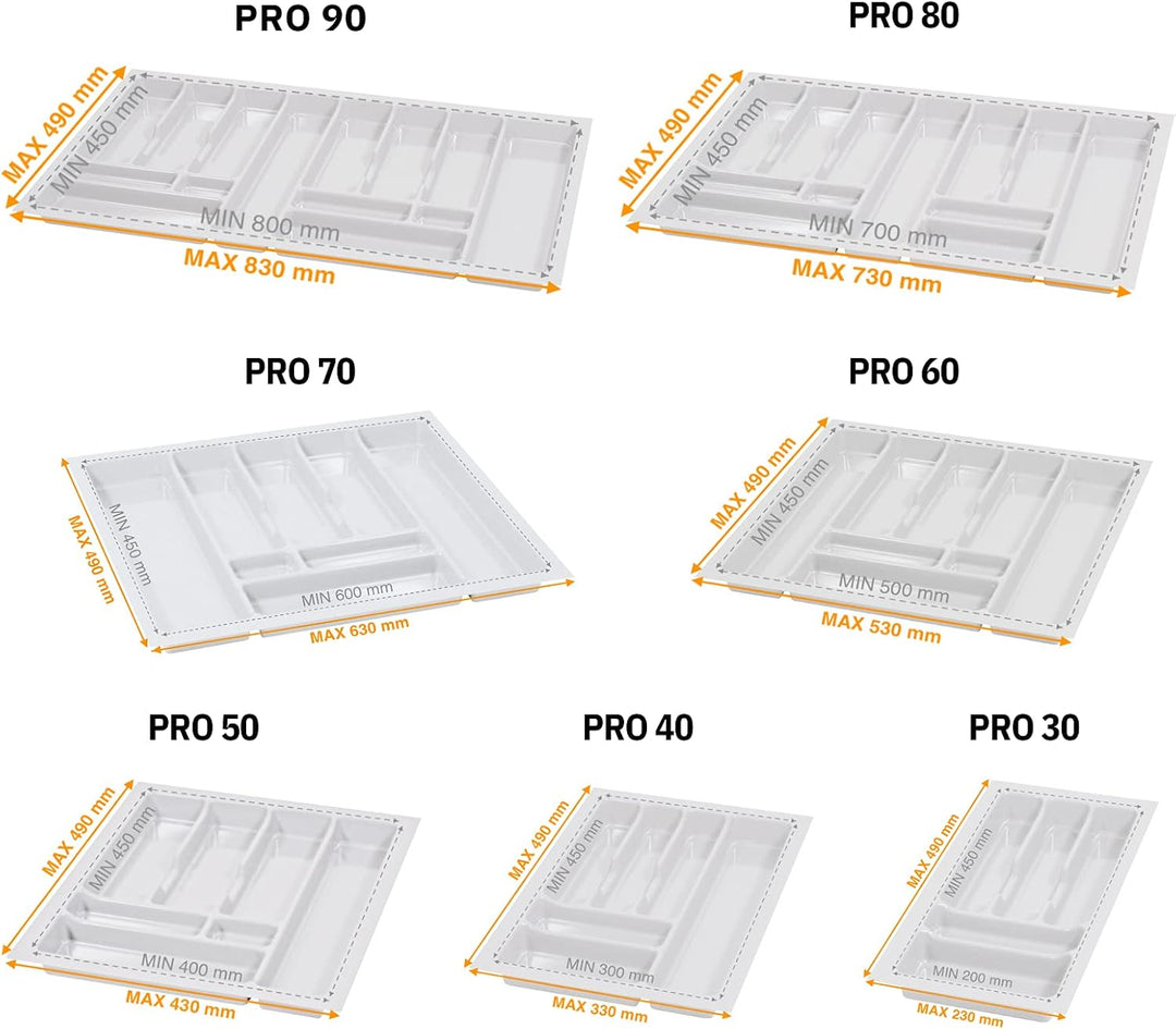 Besteckkasten für Schubladen 80cm - Besteckeinsatz - Praktisch Schubladen Ordnungssystem - Besteckei