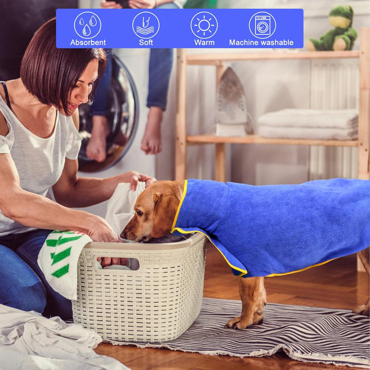 Hundebademantel aus Mikrofaser Hundehandtuch für grosse Hundedusche Zubehör Bademantel Hund Mittelgr