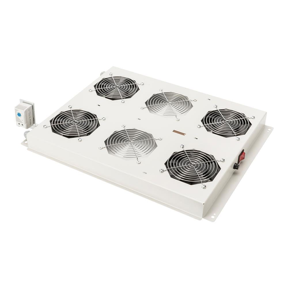 DIGITUS Dachlüftereinheit für Serverschrank der DIGITUS Unique Serie - 4x Lüfter - Thermostat - Grau