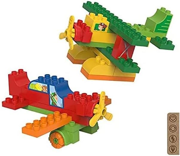 BIOBUDDI Fahrzeuge | Flugzeuge & Doppeldecker mit Propeller, 38 Teile, 100% kompatibel mit Lego & du