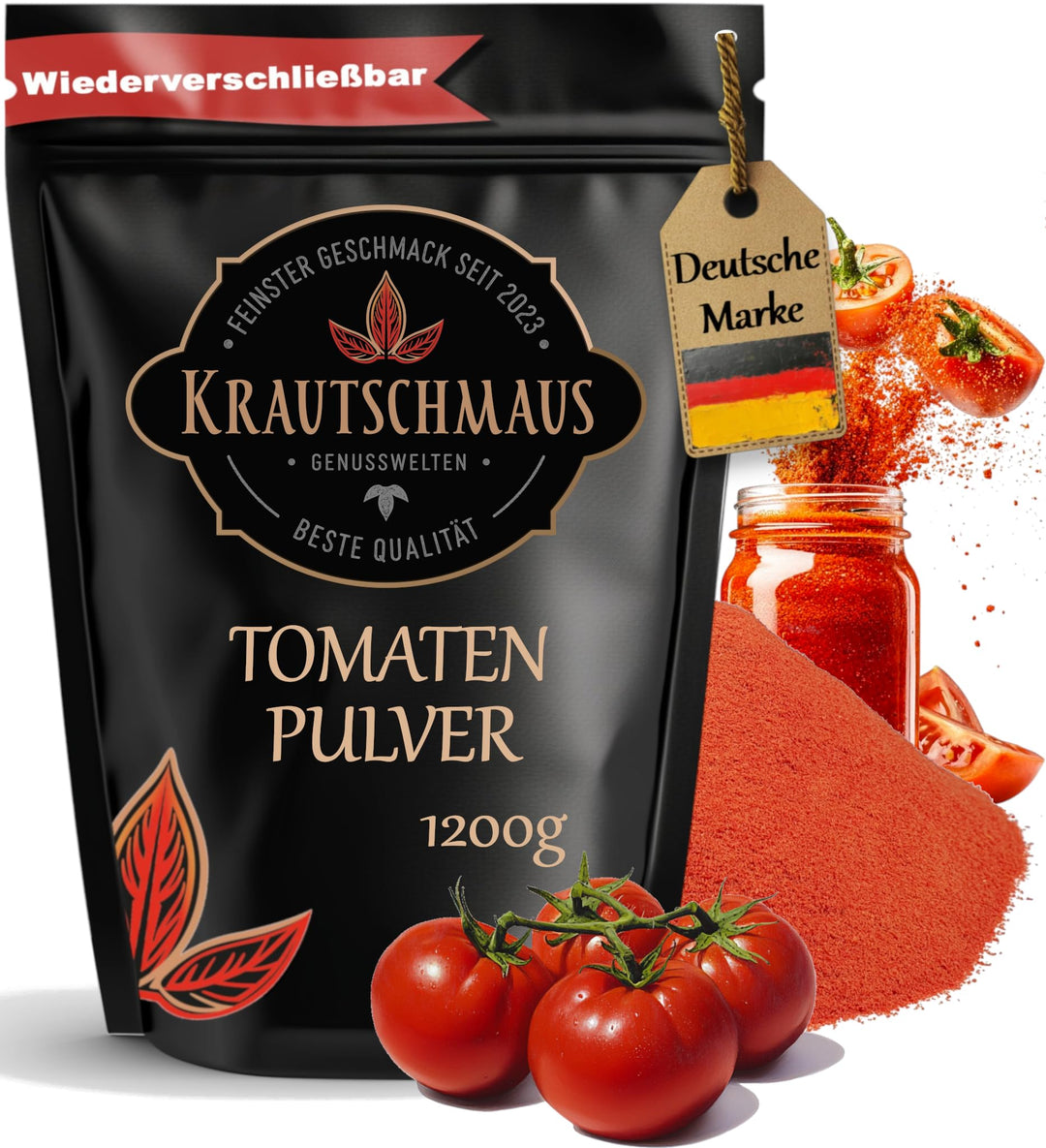 1,2kg Tomatenpulver von Krautschmaus, Tomatengewürz, getrocknete Tomaten Pulver, Premium Tomaten gem