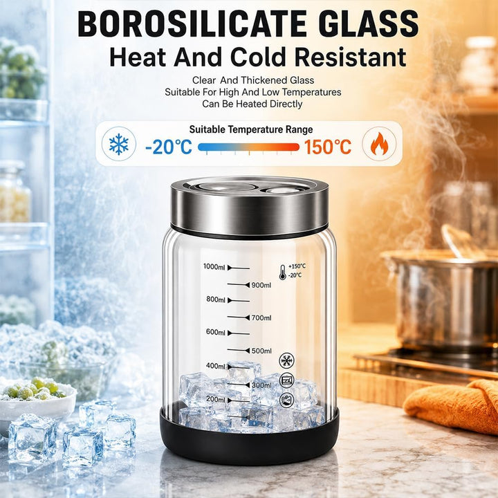 Fermentierglas 1L, 2 Stück Fermentiergläser mit Ventil, Kimchi Behälter mit Deckel, Fermentationsgla