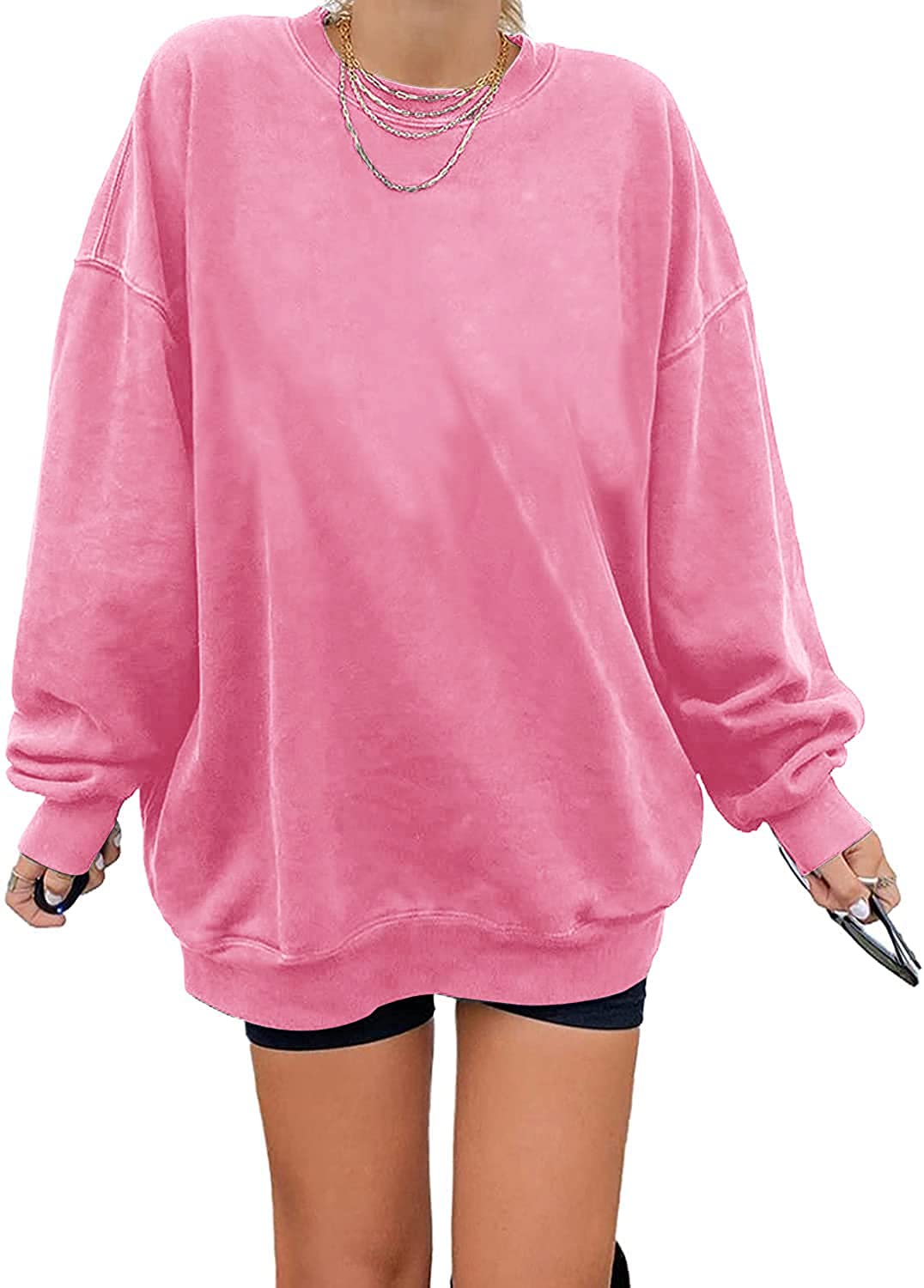 Sweatshirt Damen Los Angeles Pullover Oversized Langarmshirt Rundhals Basic Loose Tops Ohne Kapuze T