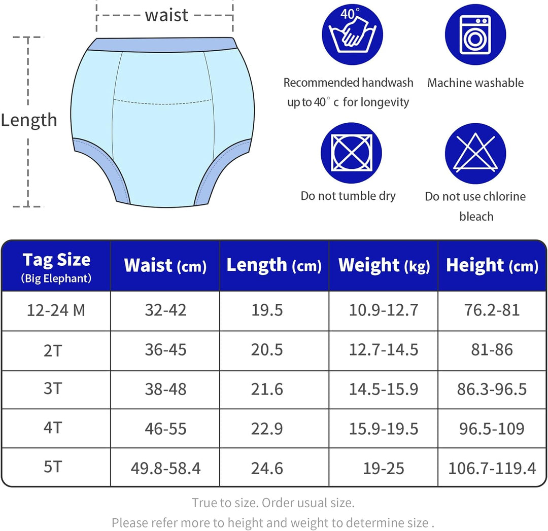 BIG ELEPHANT 10er Pack Töpfchen Trainingshose für Kleinkinder, Baumwolle Mädchen Trainingsunterhosen